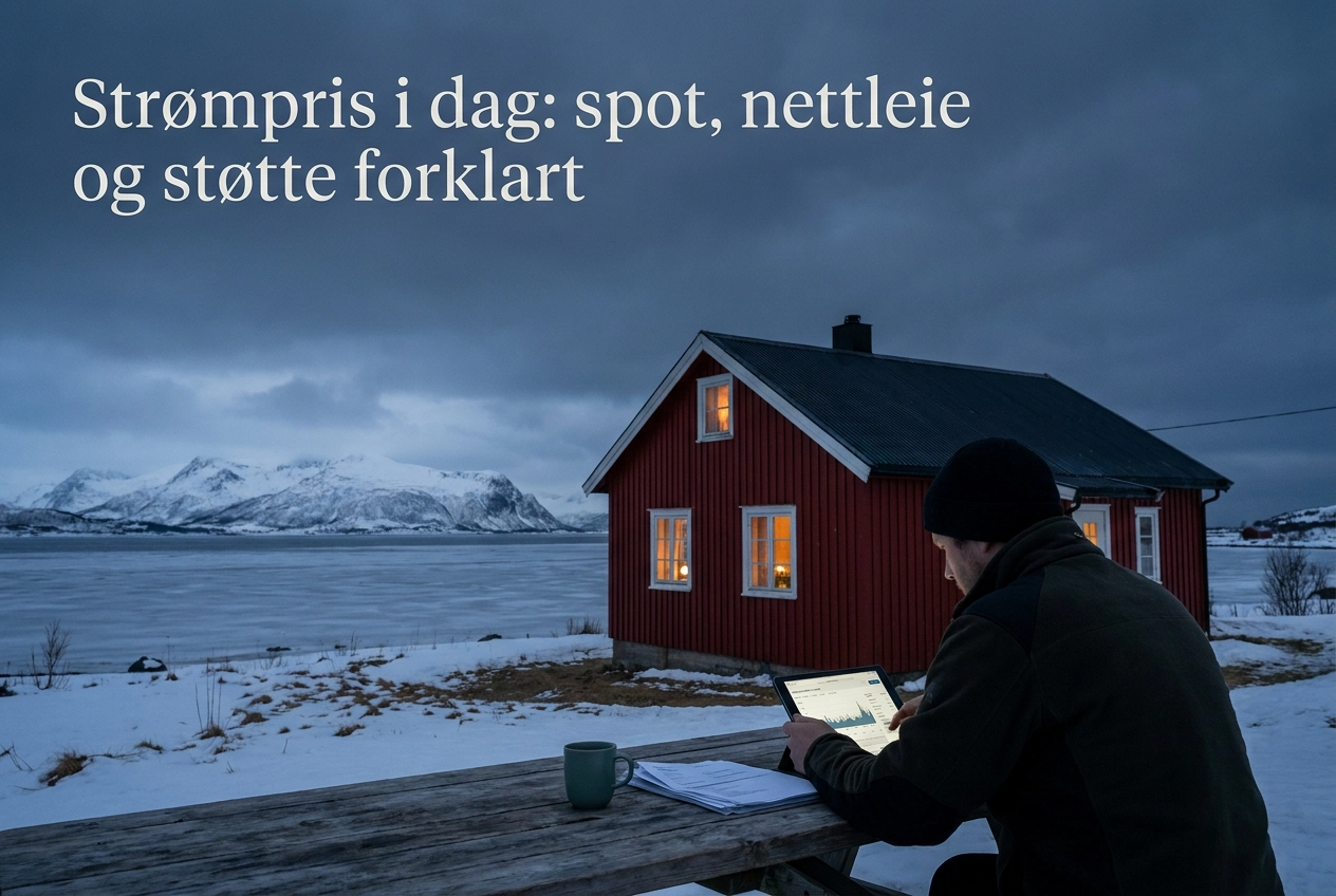 Professional header image for industry analysis: Strømpris i dag: spot, nettleie og støtte forklart