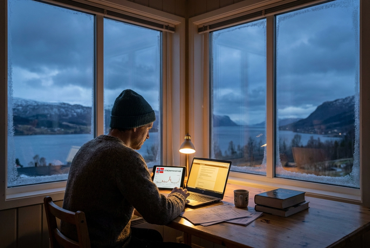 Professional header image for comparison analysis: Sjekker du strømprisen hos VG? Slik gjør du det bedre