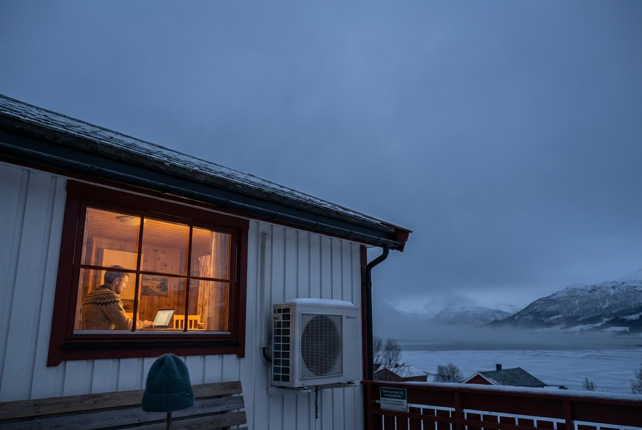 Professional header image for industry analysis: Varmepumpe og strømforbruk: Hvor mye strøm bruker en varm...